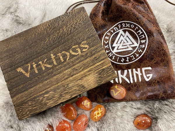 Runes Red Carnelian - Elder Futhark Velvet Pouch