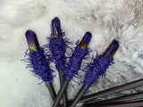 Mahogany Crystal Wand Carved 9 Inches Handmade Purple Blue or Clear Polished Crystal Titanium