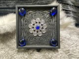 Black Box Blue Glass Stones - Laser Cut Wood - 5 Inches Handmade Pentacle