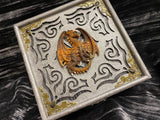 Copper Dragon Box Brass Corners Black Inset - Laser Cut Wood - 6 Inches Handmade Pentacle