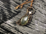 Labradorite Sun Moon Copper Wire Wrap Soldered Handmade Necklace Pendant Hand Forged 22 Inches